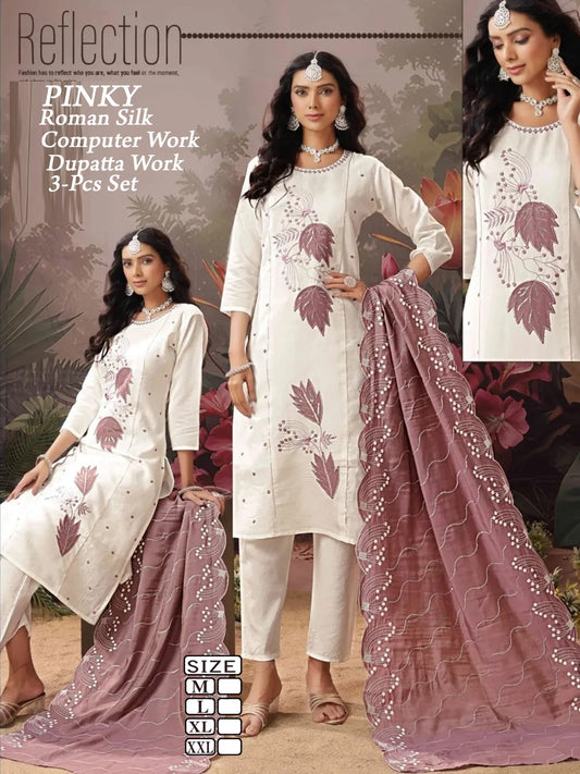 PINKY - Majestic White | 3pc kurti pant | Wholesale