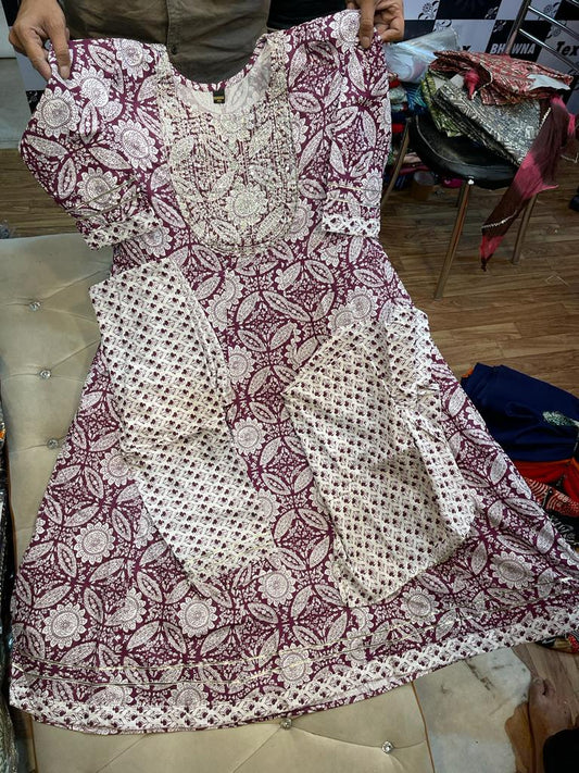 Rayon Ghera 3-Piece Kurti Set