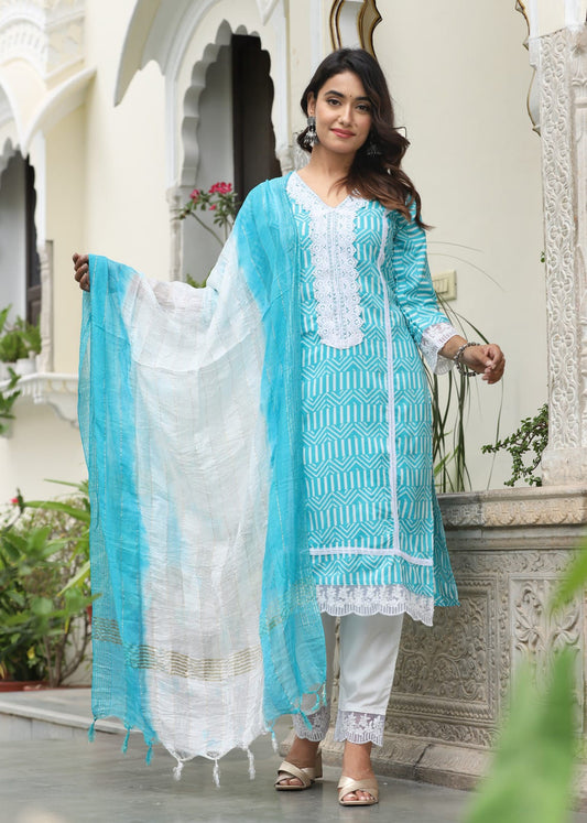 Beautiful Heavy Kurti Pant and Kota Doria Dupatta