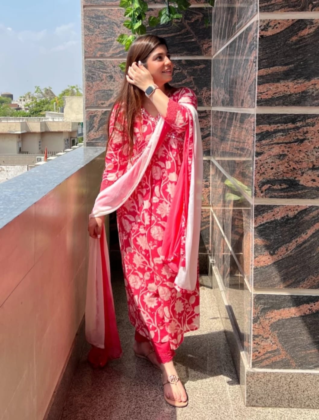 Cotton Anarkali Kurti with Pant and Dupatta