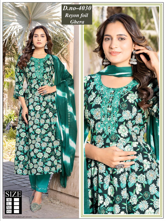 Rayon Kurti with Pants and duppata Set