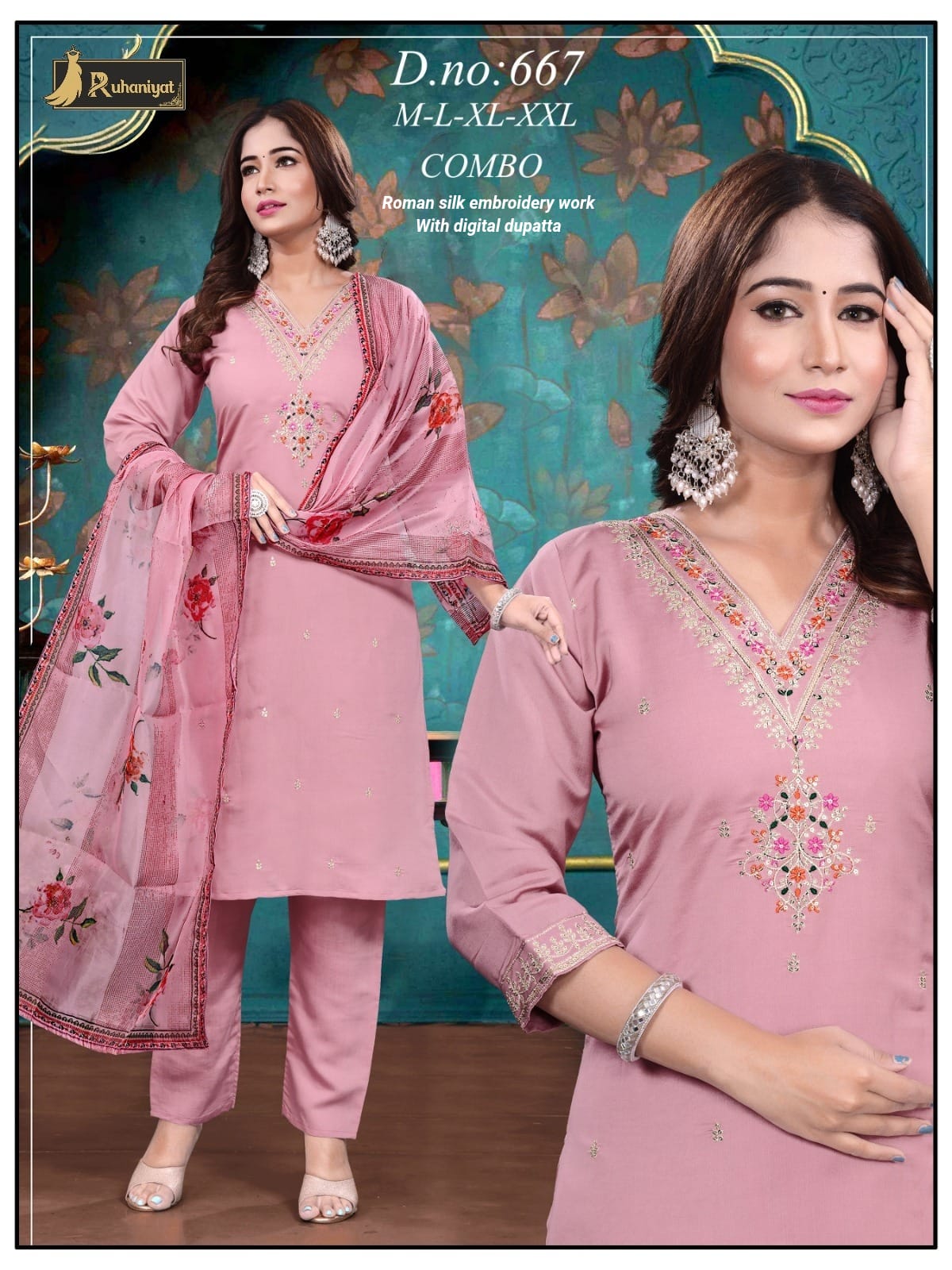 Quality roman silk v-neck embroidery affordable.