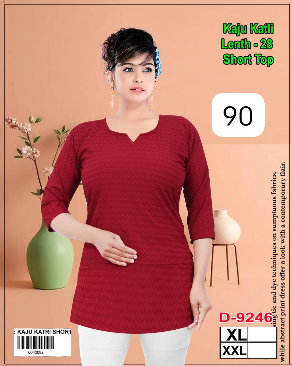 Girls' kaju katli short top kurti