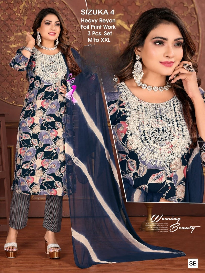 Heavy Reyon Foil Print Kurti Set