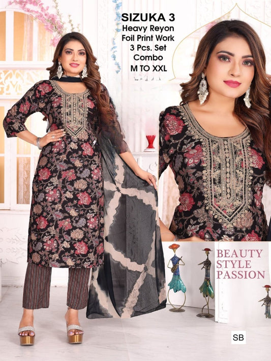 Heavy Reyon Foil Print Kurti Set