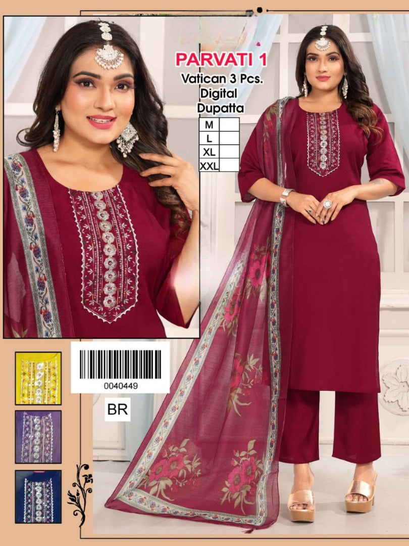 Heavy Reyon Foil  Kurti Set