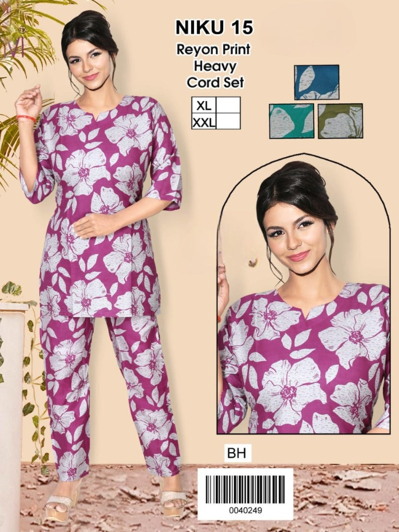 Rayon Solid Co-ord Set with Pocket