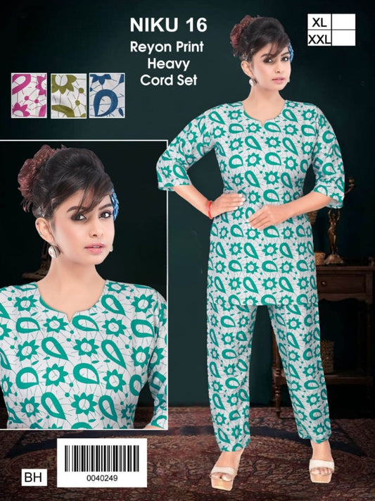 Rayon Solid Co-ord Set with Pocket