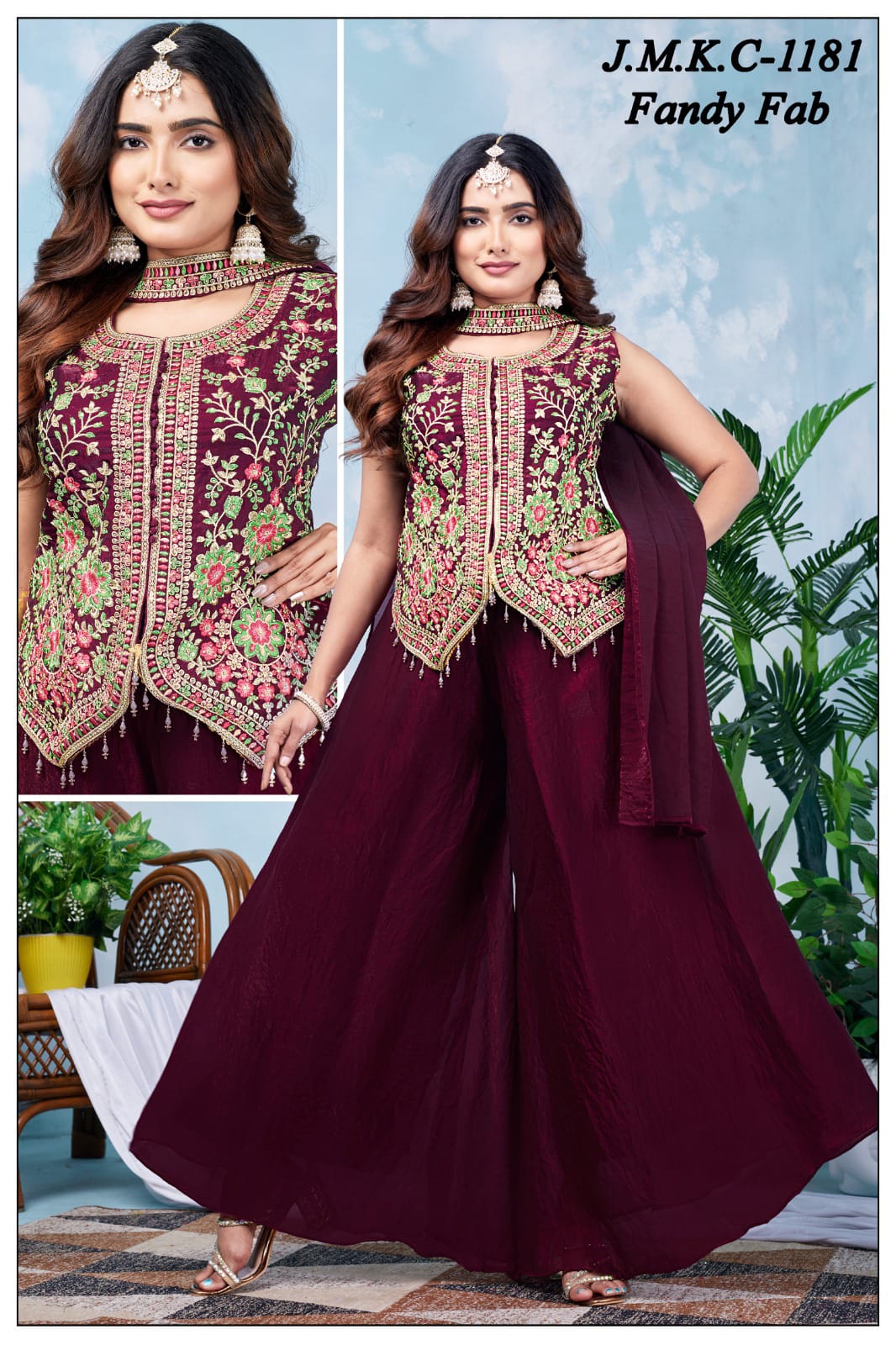 Fandey Fab Embroidered Sharara Suit Set