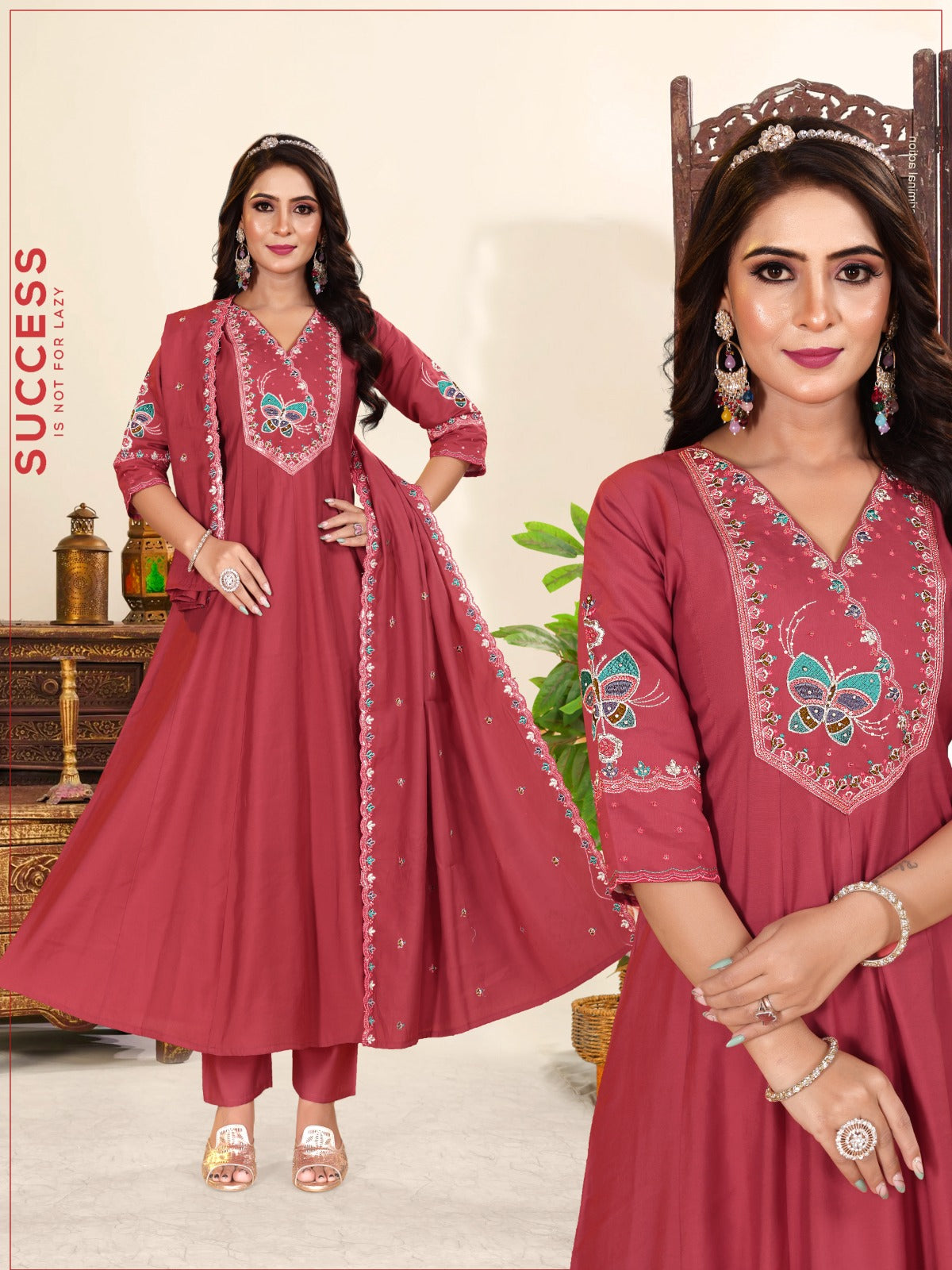 'Queen Butterfly' Ghera 3pc With Embroided Dupatta