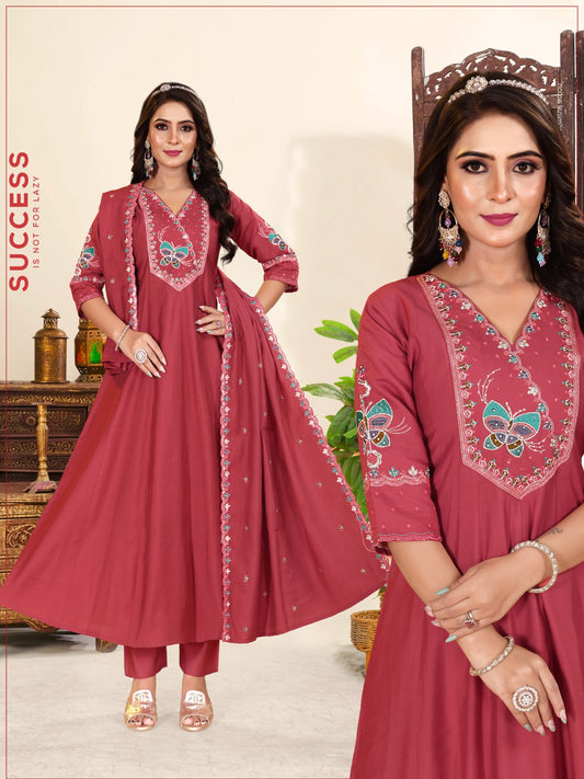 'Queen Butterfly' Ghera 3pc With Embroided Dupatta