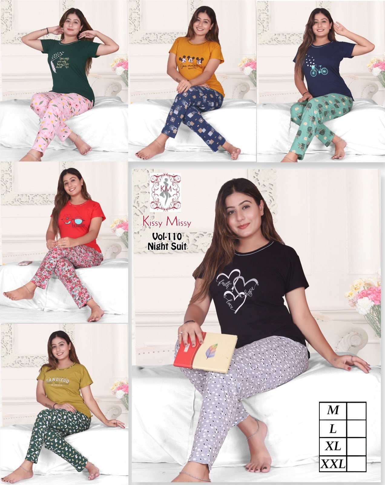 Quality Trendy Print Girls Night Suit Set