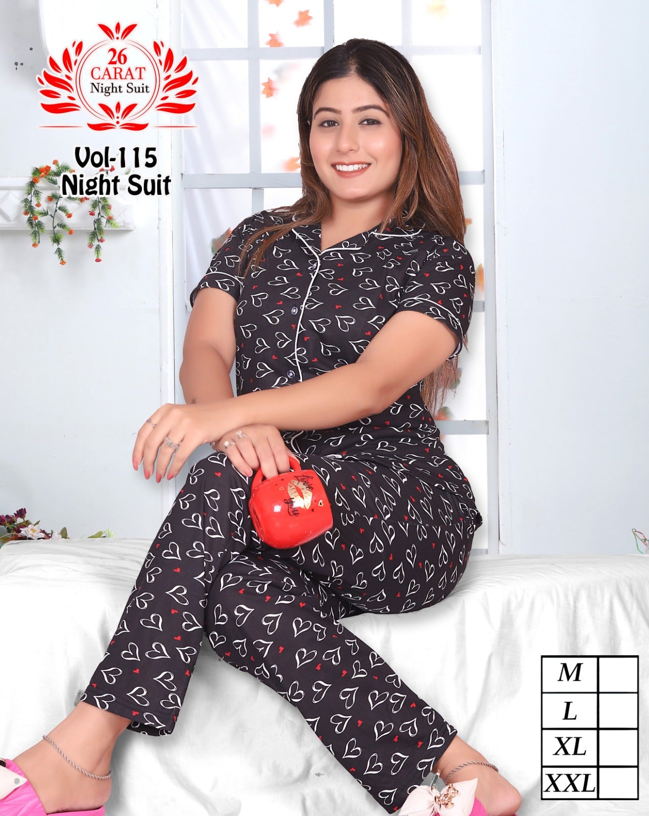 Collar Night suit - LUXE PC HOSIERY