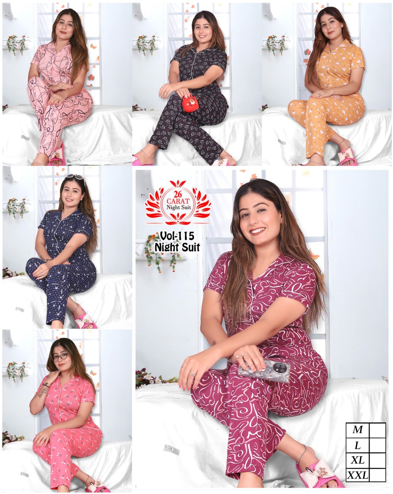 Collar Night suit - LUXE PC HOSIERY