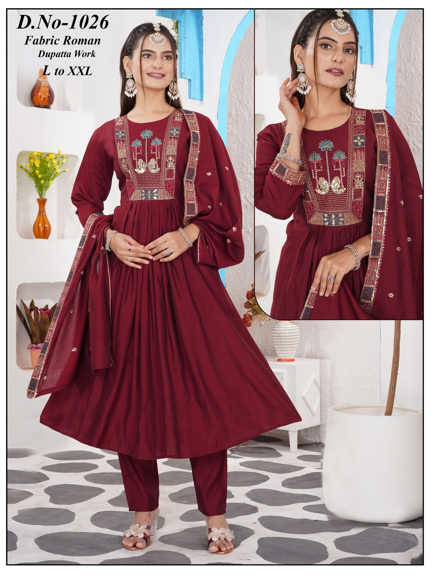Premium Embroided fancy ghera 3pc