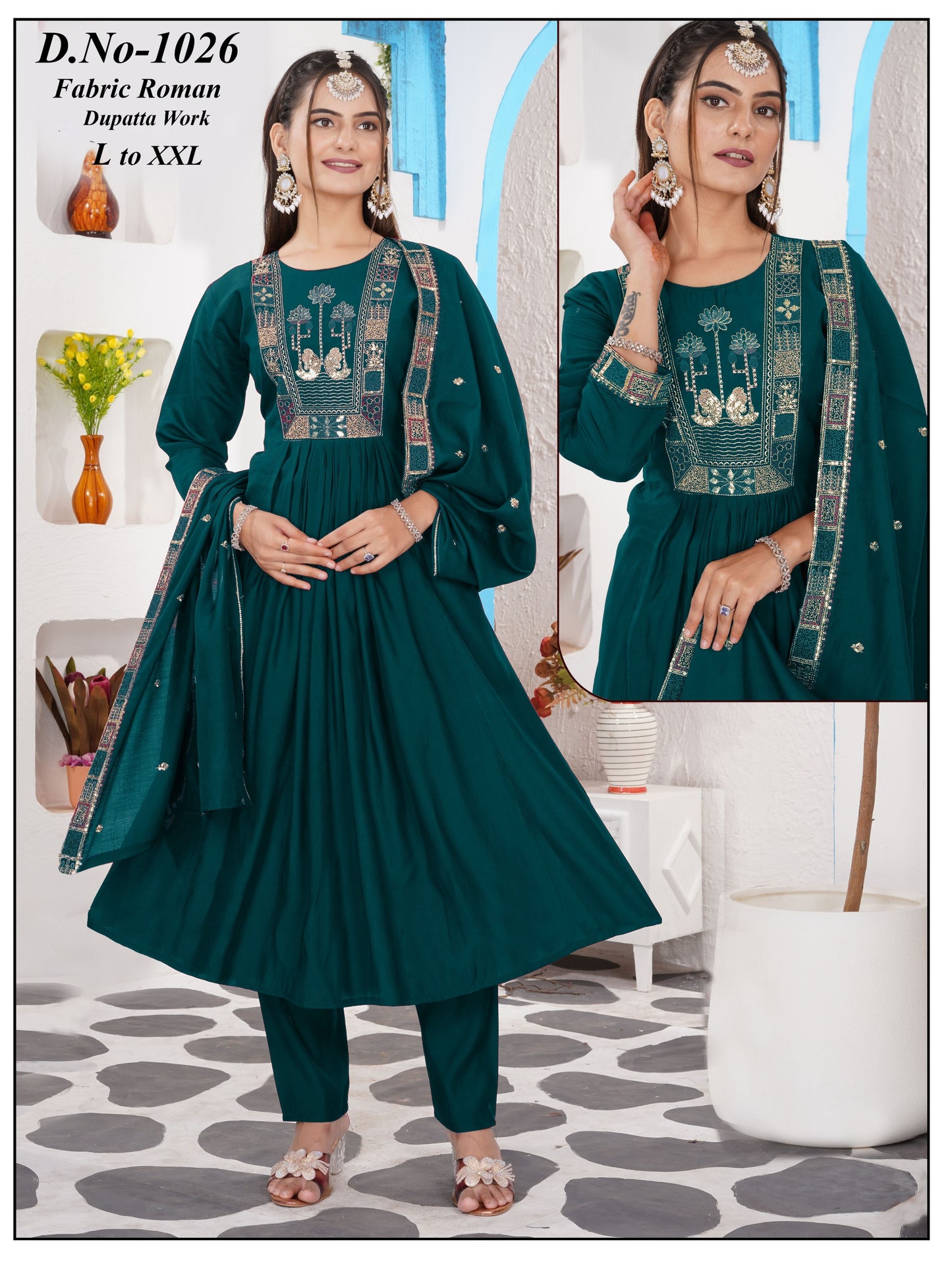 Premium Embroided fancy ghera 3pc