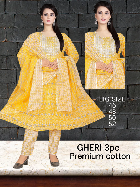 BIG SIZE - Frock Kurti Premium Cotton 3pc