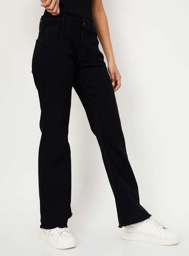Durable Heavy Knitting Girls' Bell Bottom Jeans