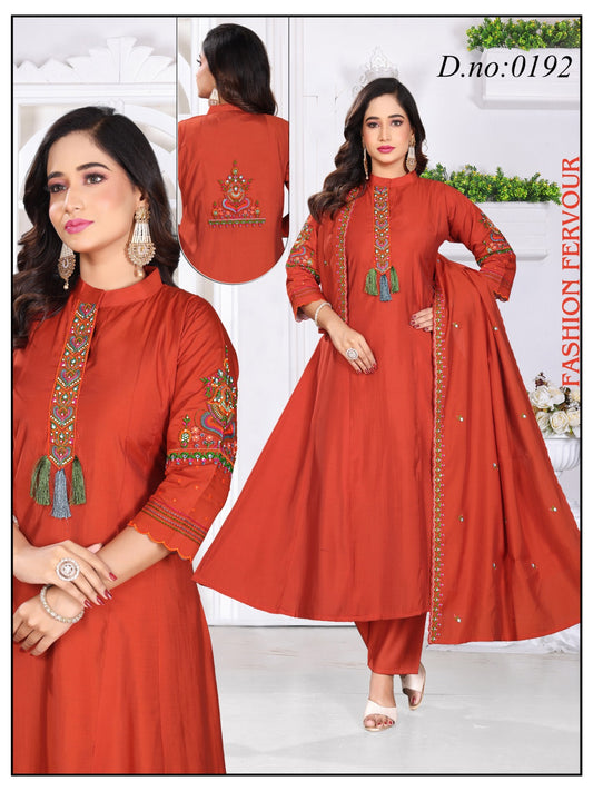 High-flair frock-style kurti 3pc {Ghera 3pc}