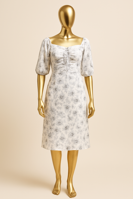Beautiful Imported Toco Fabric Floral Ruched Dress