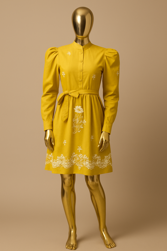 Heavy Toco Fabric Floral Embroidered Dress