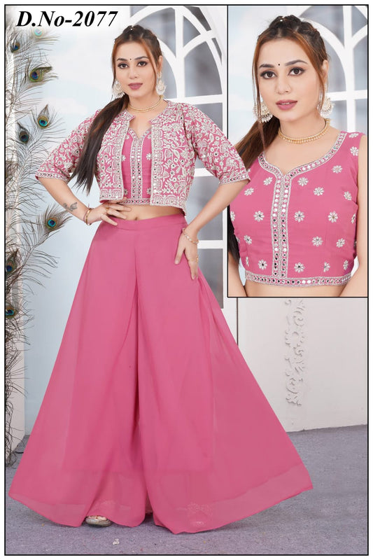 Beautiful Girlish Gajri Short shrug, crop top Plazo set